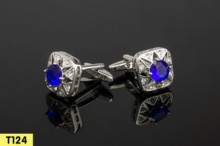 Silver & Blue Diamond Cufflinks 